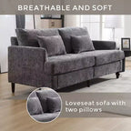 Canapé deux places en tissu chenille de style milieu de siècle, canapé moderne rembourré