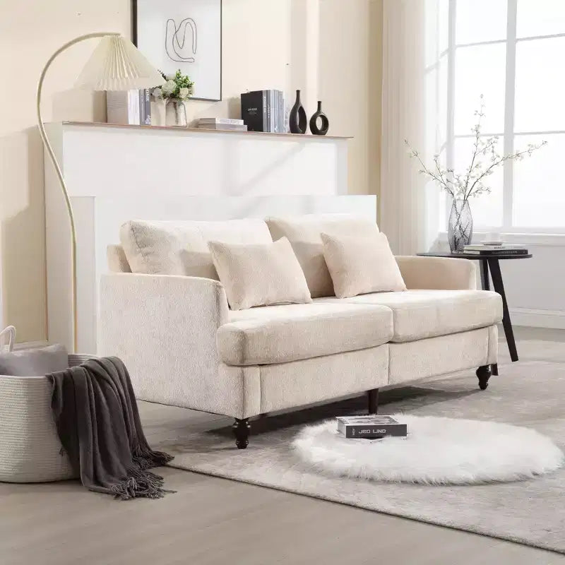 Canapé deux places en tissu chenille de style milieu de siècle, canapé moderne rembourré