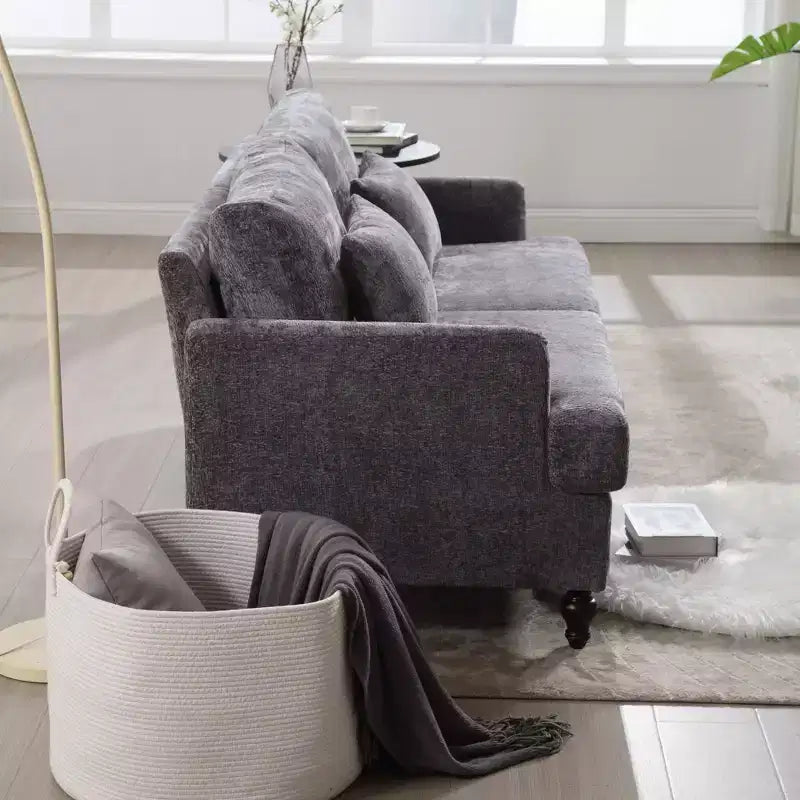 Canapé deux places en tissu chenille de style milieu de siècle, canapé moderne rembourré