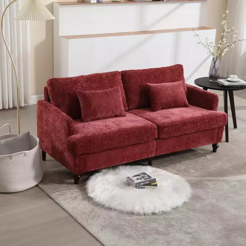 Canapé deux places en tissu chenille de style milieu de siècle, canapé moderne rembourré