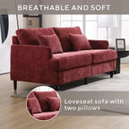 Canapé deux places en tissu chenille de style milieu de siècle, canapé moderne rembourré