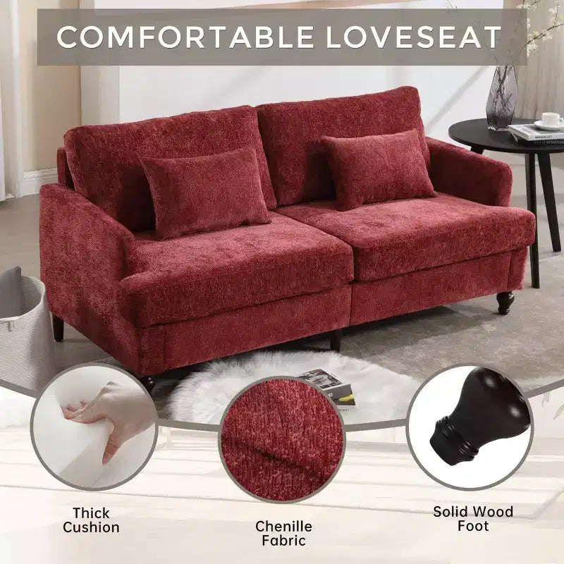 Canapé deux places en tissu chenille de style milieu de siècle, canapé moderne rembourré