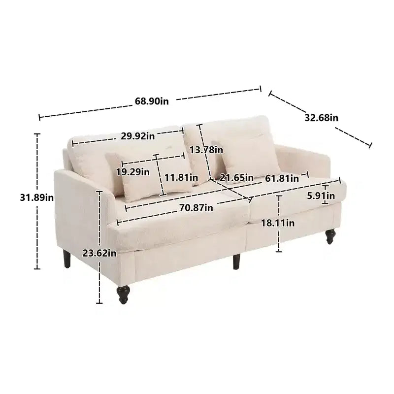 Canapé deux places en tissu chenille de style milieu de siècle, canapé moderne rembourré