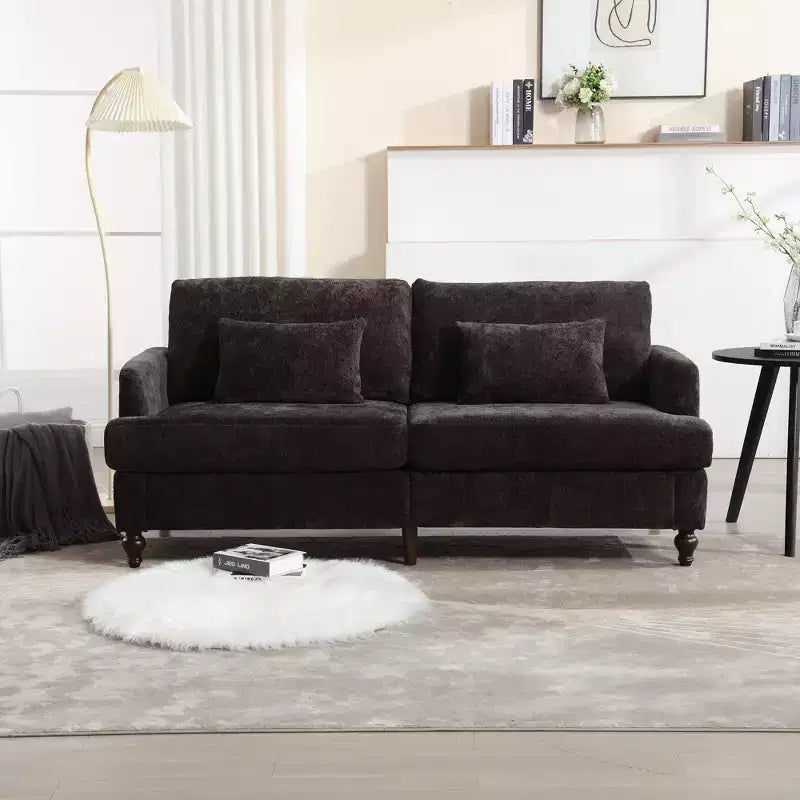 Canapé deux places en tissu chenille de style milieu de siècle, canapé moderne rembourré