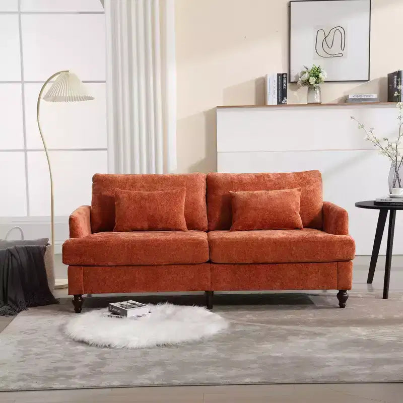 Canapé deux places en tissu chenille de style milieu de siècle, canapé moderne rembourré