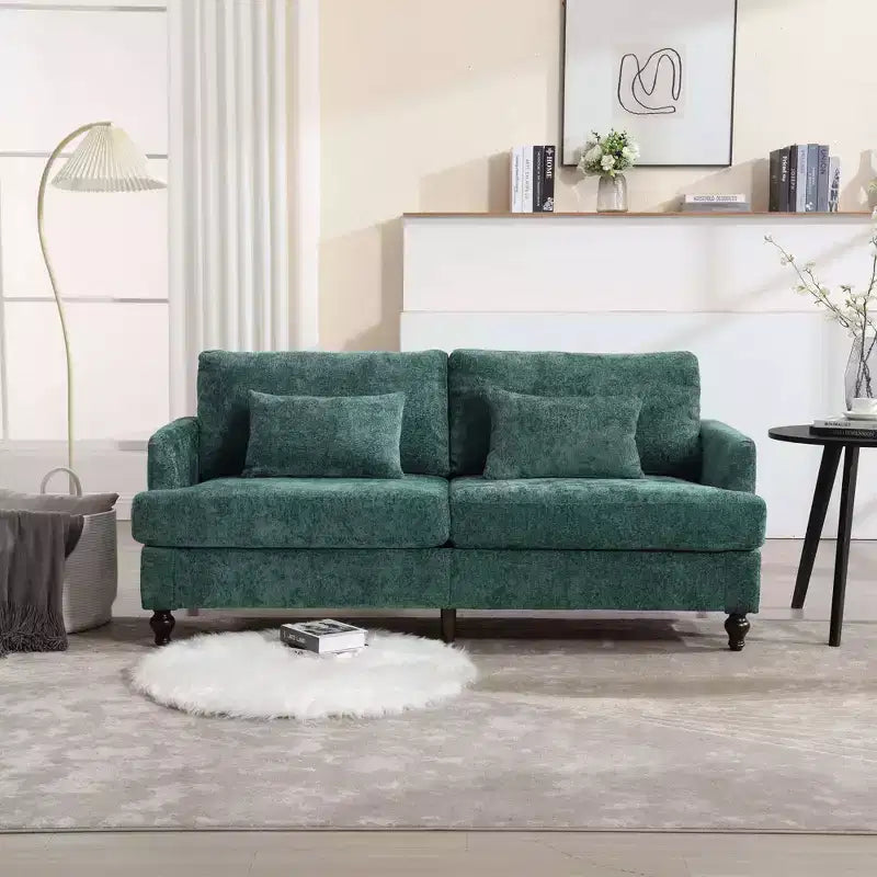 Canapé deux places en tissu chenille de style milieu de siècle, canapé moderne rembourré