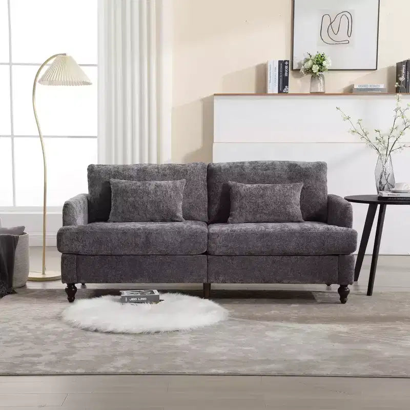 Canapé deux places en tissu chenille de style milieu de siècle, canapé moderne rembourré