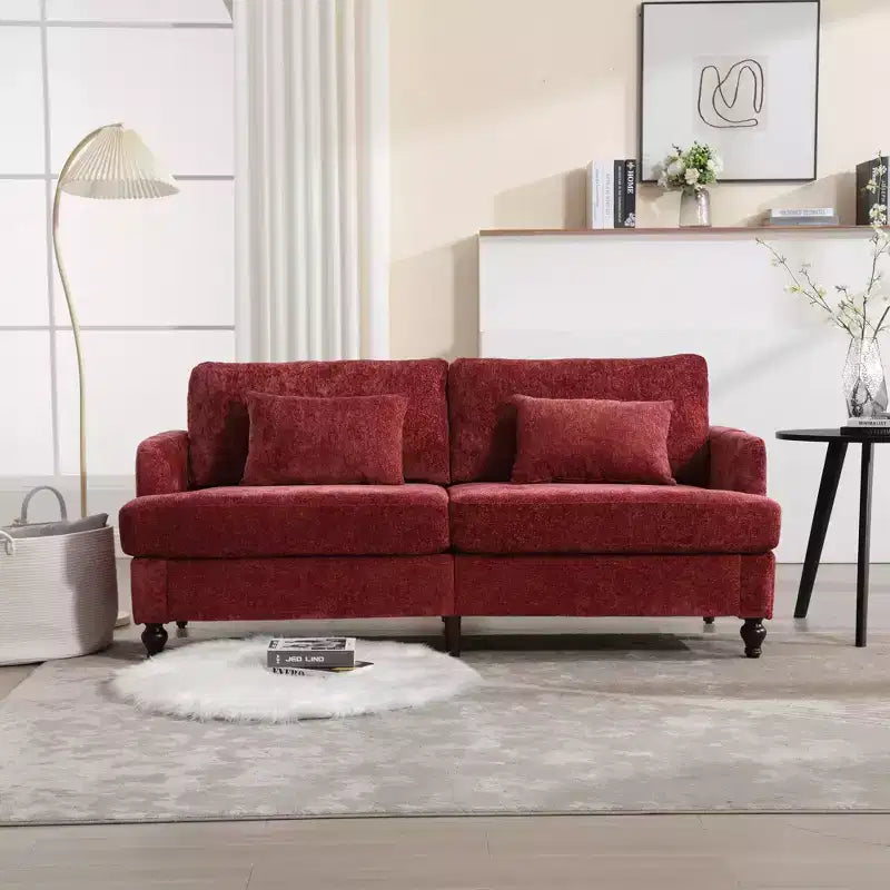 Canapé deux places en tissu chenille de style milieu de siècle, canapé moderne rembourré