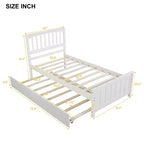 Lit Double Plateforme avec Lit Gigogne, Cadre de Lit en Bois avec Tête de Lit et Pied de Lit pour Chambre à Coucher