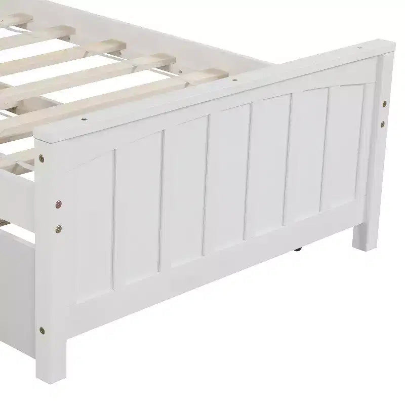 Lit Double Plateforme avec Lit Gigogne, Cadre de Lit en Bois avec Tête de Lit et Pied de Lit pour Chambre à Coucher