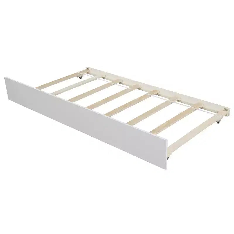 Lit Double Plateforme avec Lit Gigogne, Cadre de Lit en Bois avec Tête de Lit et Pied de Lit pour Chambre à Coucher