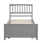 Lit Double Plateforme avec Lit Gigogne, Cadre de Lit en Bois avec Tête de Lit et Pied de Lit pour Chambre à Coucher