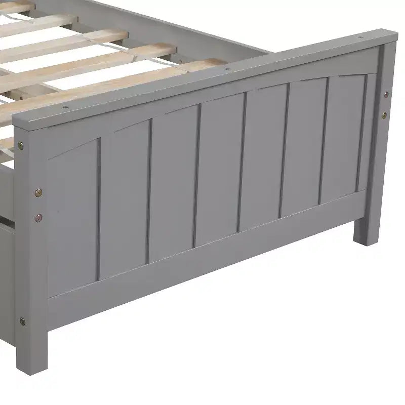 Lit Double Plateforme avec Lit Gigogne, Cadre de Lit en Bois avec Tête de Lit et Pied de Lit pour Chambre à Coucher