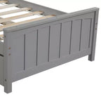 Lit Double Plateforme avec Lit Gigogne, Cadre de Lit en Bois avec Tête de Lit et Pied de Lit pour Chambre à Coucher