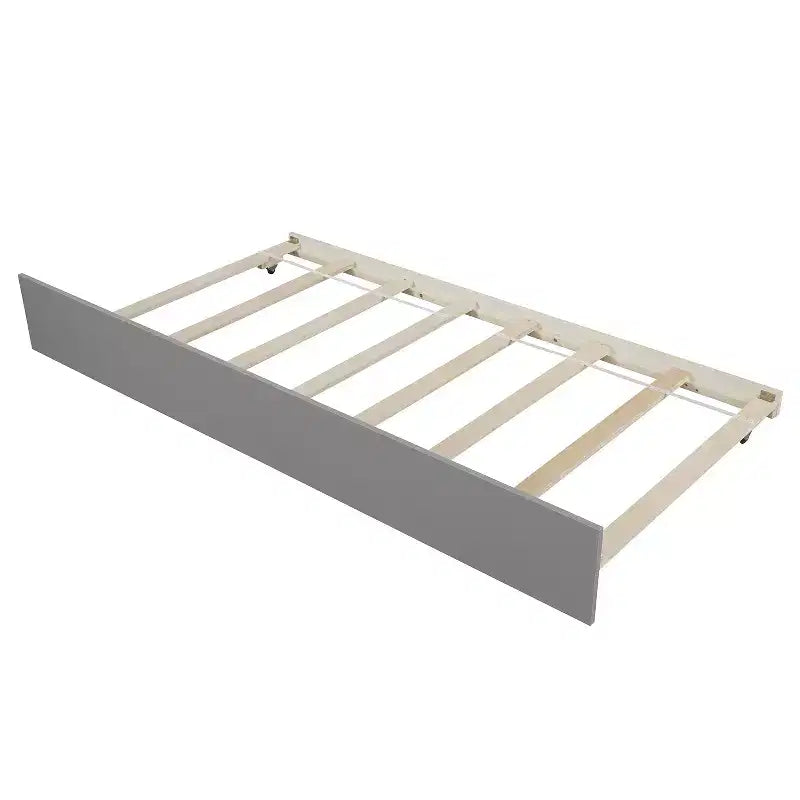 Lit Double Plateforme avec Lit Gigogne, Cadre de Lit en Bois avec Tête de Lit et Pied de Lit pour Chambre à Coucher