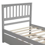 Lit Double Plateforme avec Lit Gigogne, Cadre de Lit en Bois avec Tête de Lit et Pied de Lit pour Chambre à Coucher