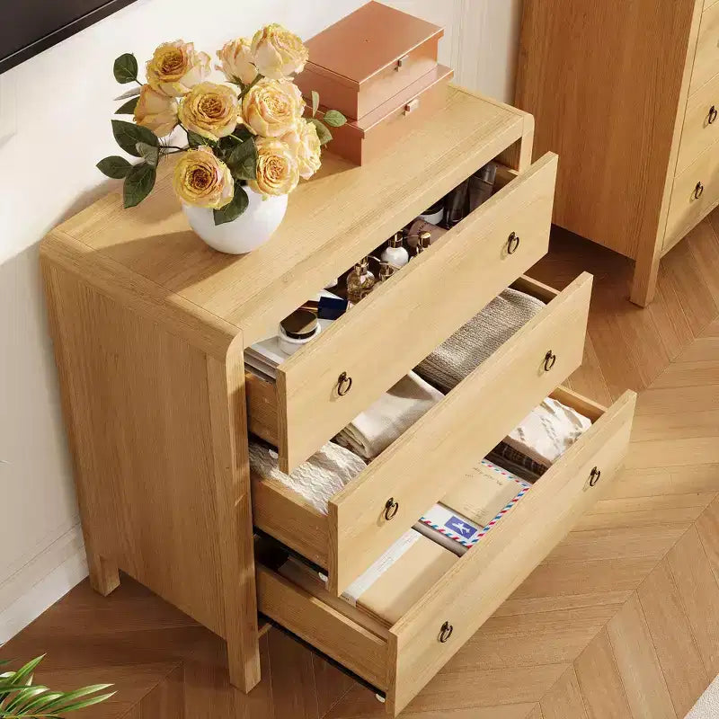 Commode de chambre à 3 ou 5 tiroirs GustoWave, commode de 77,2 cm de haut avec grands tiroirs, commode de rangement en bois pour salon, couloir