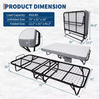 Lit pliant Coolmee avec matelas, lit pliant portable sur roulettes avec poche latérale de rangement pour le bureau, la chambre, gain de place, rangement facile