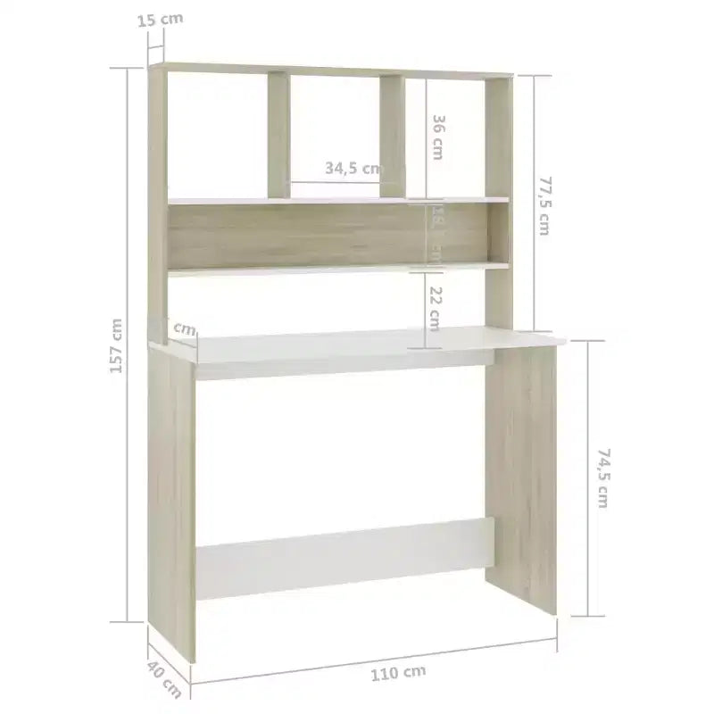 Clihome Bureau Flottant Moderne, Bureau Mural avec 3 Étagères, Bureau d'Ordinateur Mural avec Finition Mate pour Petits Espaces