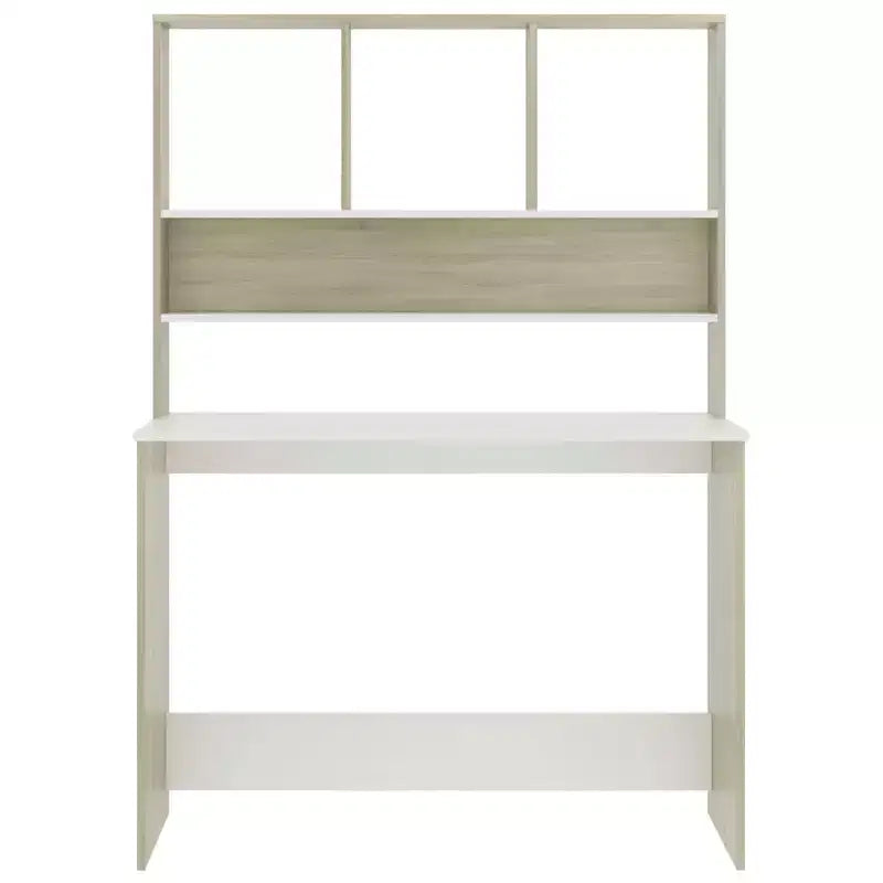 Clihome Bureau Flottant Moderne, Bureau Mural avec 3 Étagères, Bureau d'Ordinateur Mural avec Finition Mate pour Petits Espaces