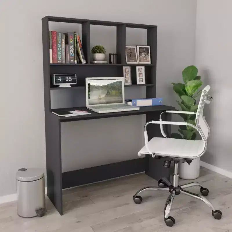 Clihome Bureau Flottant Moderne, Bureau Mural avec 3 Étagères, Bureau d'Ordinateur Mural avec Finition Mate pour Petits Espaces