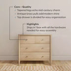 Commode 3 tiroirs Harbor avec tiroir supérieur divisé