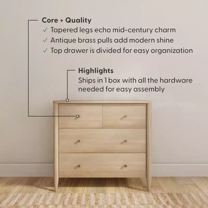 Commode 3 tiroirs Harbor avec tiroir supérieur divisé