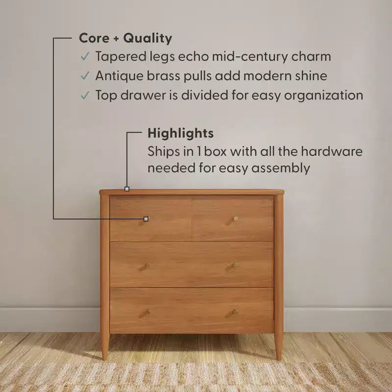 Commode 3 tiroirs Harbor avec tiroir supérieur divisé