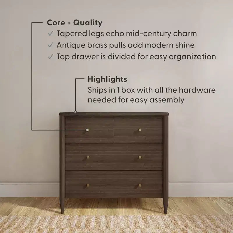 Commode 3 tiroirs Harbor avec tiroir supérieur divisé