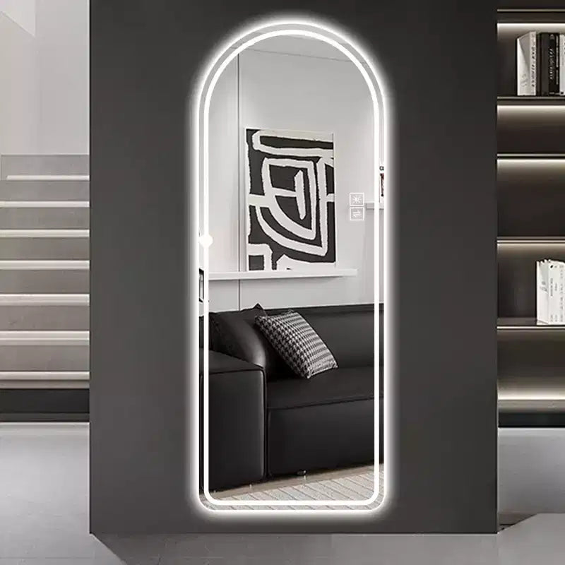 Miroir pleine longueur GDFStudio Astra moderne 65H arqué à LED avec modes d'éclairage réglables