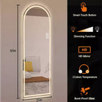 Miroir pleine longueur GDFStudio Astra moderne 65H arqué à LED avec modes d'éclairage réglables