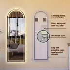 Miroir pleine longueur GDFStudio Astra moderne 65H arqué à LED avec modes d'éclairage réglables
