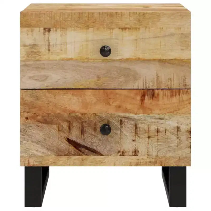 vidaXL Table de chevet noire en bois de manguier massif Meuble de chevet moyen