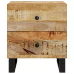 vidaXL Table de chevet noire en bois de manguier massif Meuble de chevet moyen