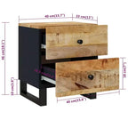 vidaXL Table de chevet noire en bois de manguier massif Meuble de chevet moyen