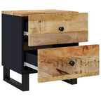 vidaXL Table de chevet noire en bois de manguier massif Meuble de chevet moyen