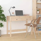 vidaXL Bureau Bois Naturel Bois de pin massif Bureau moyen Rectangulaire