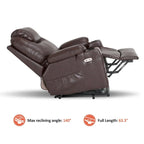 Fauteuil inclinable électrique grand format en cuir MCombo avec massage, chauffage, porte-gobelets, repose-pieds étendu, cuir 7516