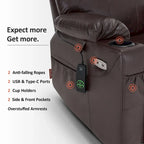 Fauteuil inclinable électrique grand format en cuir MCombo avec massage, chauffage, porte-gobelets, repose-pieds étendu, cuir 7516