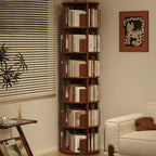 Bibliothèque verticale étroite rotative en bois