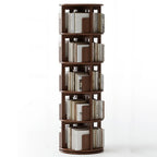 Bibliothèque verticale étroite rotative en bois