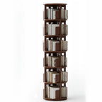 Bibliothèque verticale étroite rotative en bois