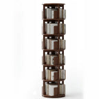 Bibliothèque verticale étroite rotative en bois