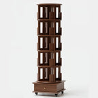 Bibliothèque verticale étroite rotative en bois