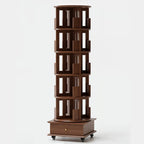 Bibliothèque verticale étroite rotative en bois