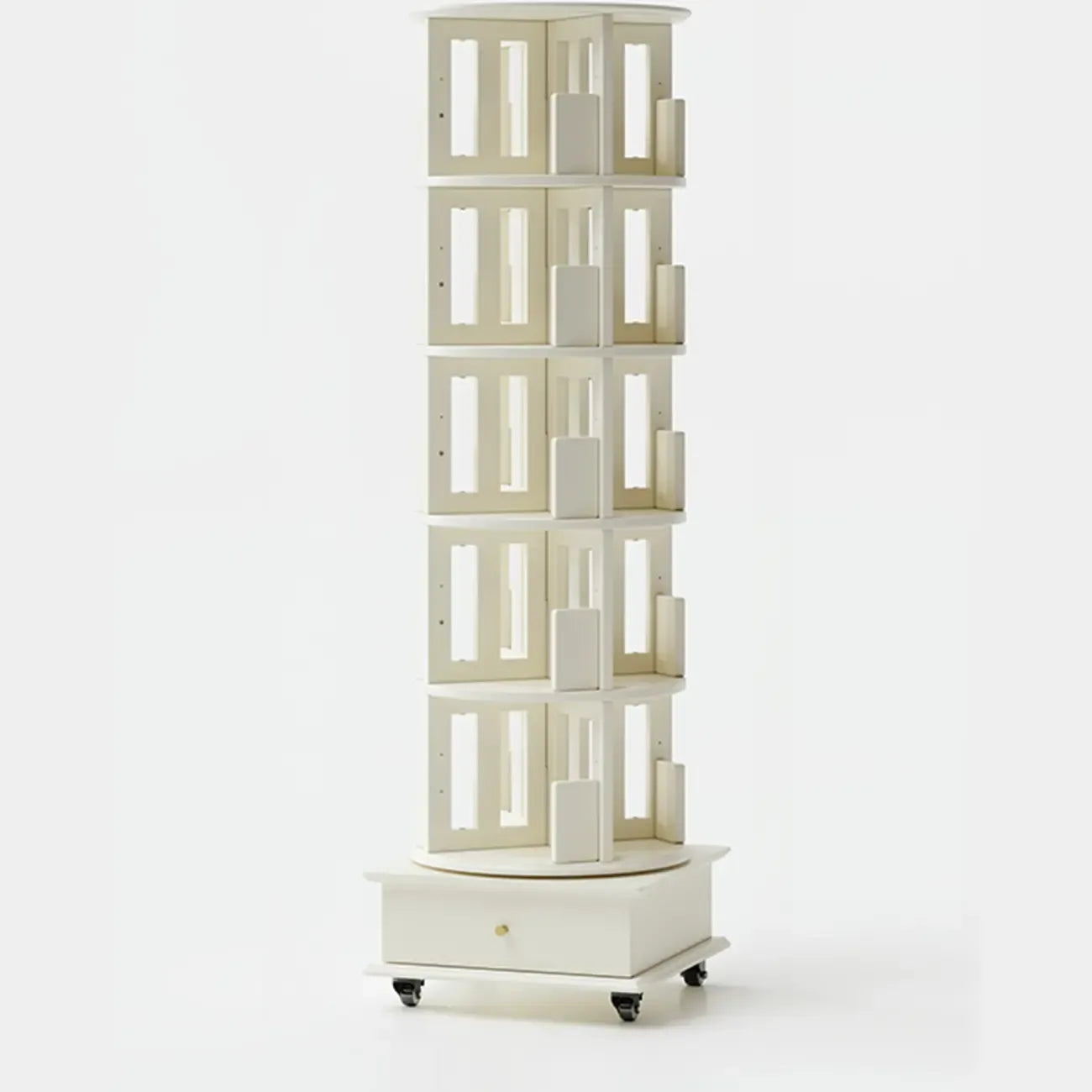 Bibliothèque verticale étroite rotative en bois