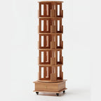 Bibliothèque verticale étroite rotative en bois