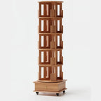 Bibliothèque verticale étroite rotative en bois