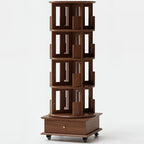 Bibliothèque verticale étroite rotative en bois