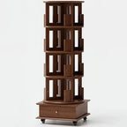 Bibliothèque verticale étroite rotative en bois